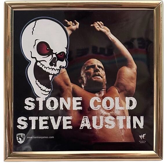 Stone Cold Steve Austin Framed Collectable WWF Wrestling 6 x 6 Memorabilia 90s - Picture 1 of 6